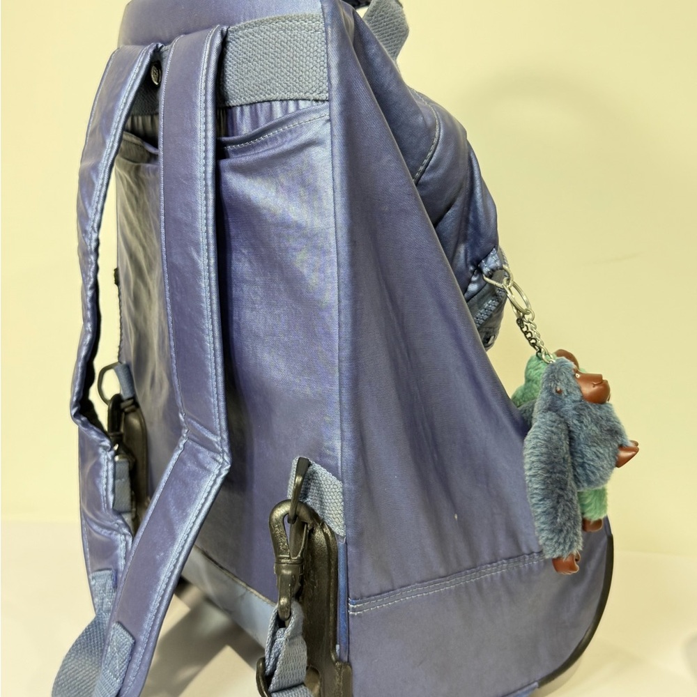 Kipling Shiny Blue Rolling Backpack - image 8